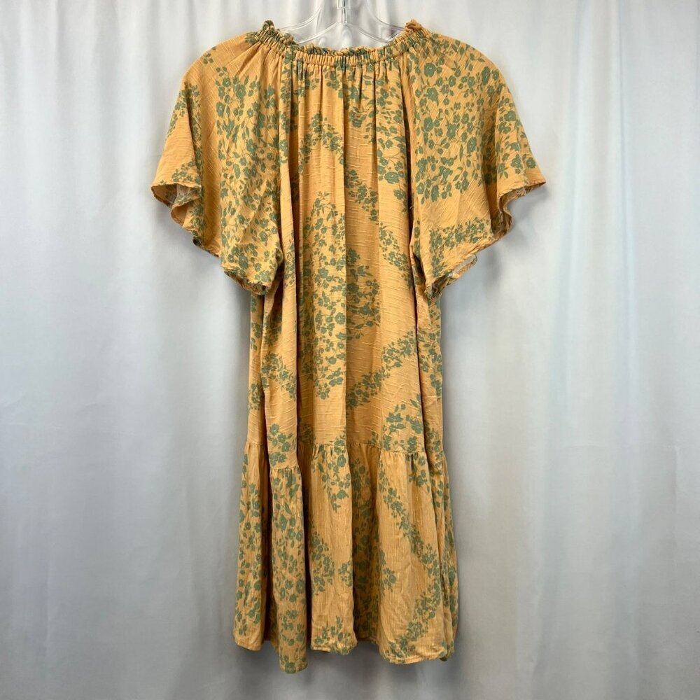 La Lavon. Women’s Floral Shift Dress Short Sleeve Orange/Green Size Small - Picture 6 of 8